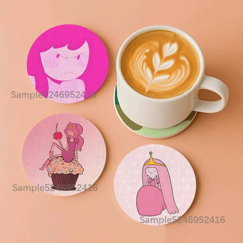Sottobicchieri rotondi in legno con motivo B-Bubblegum-es Pink Princess-es, resistenti al calore, antiscivolo, decorazioni per la casa, regalo multifunzionale