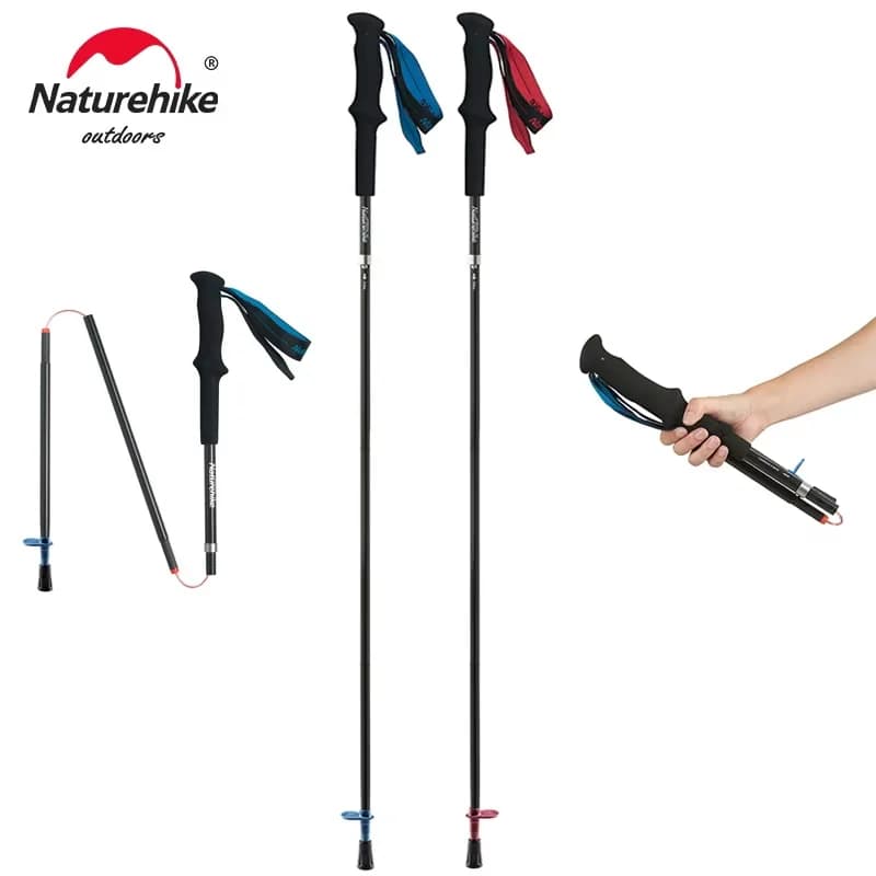 Naturehike ST08 Walking poles Foldable ultralight trekking poles adjustable to 4 sections Carbon fiber outdoor camping tool