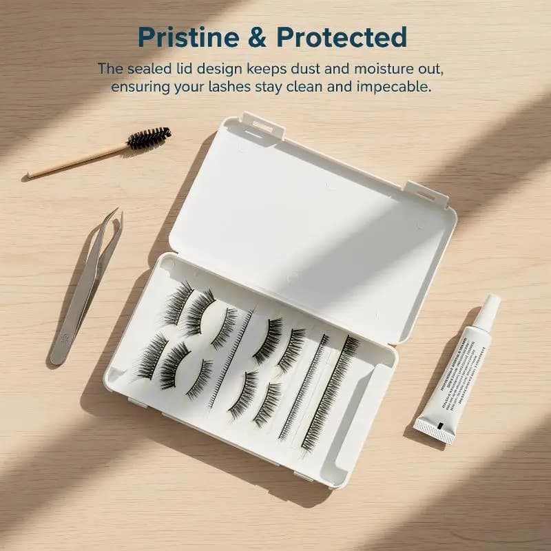 Scatola Portatile in Plastica per Ciglia Finte, Contenitore Vuoto da Viaggio, Organizzatore per Conservazione, Accessorio Professionale per il Trucco