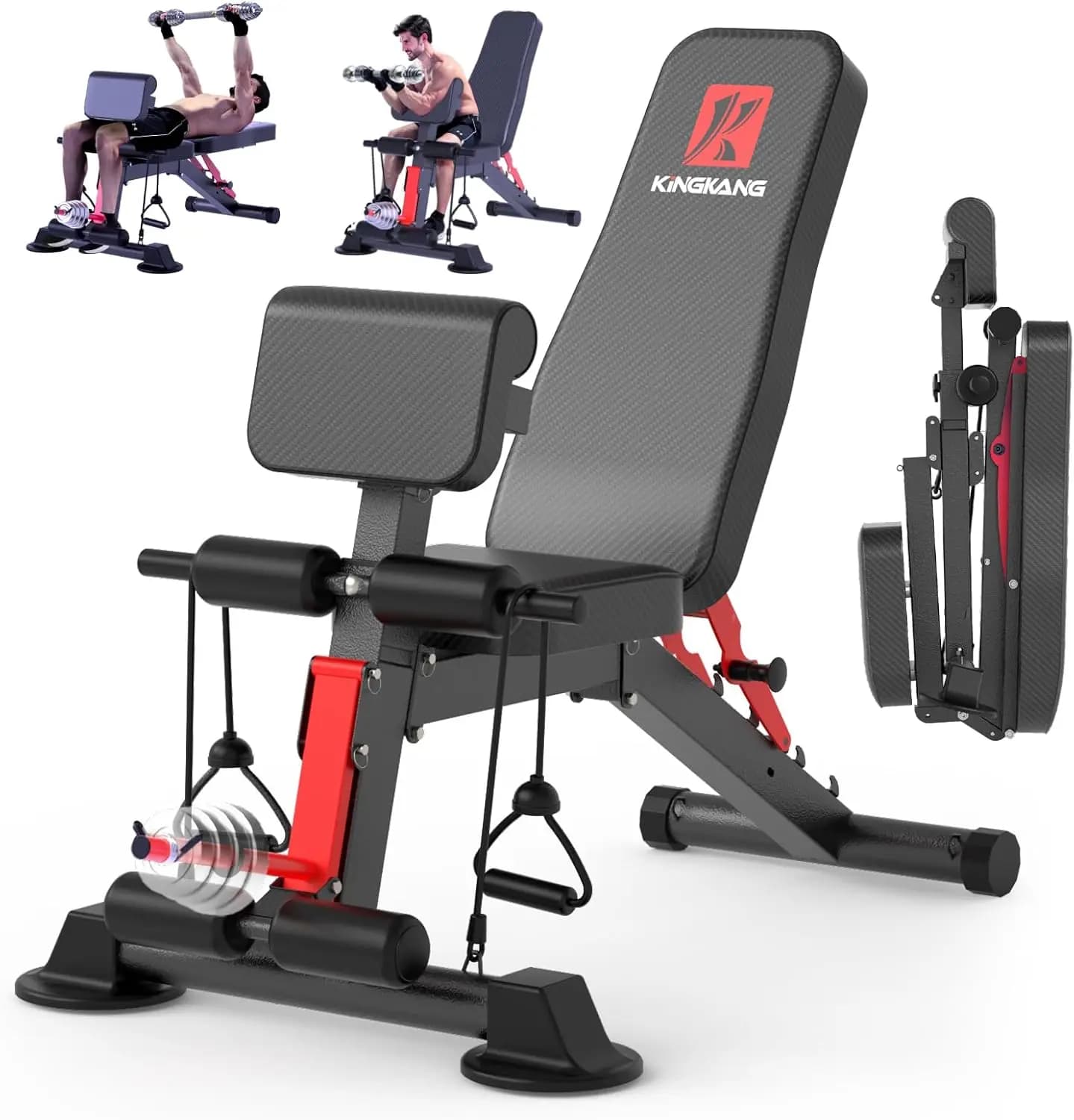 Bench with folding handlebars 14 in 1, preassembled weight, multifunctional, 1000 pounds, 6 adjustable levels for full body training
