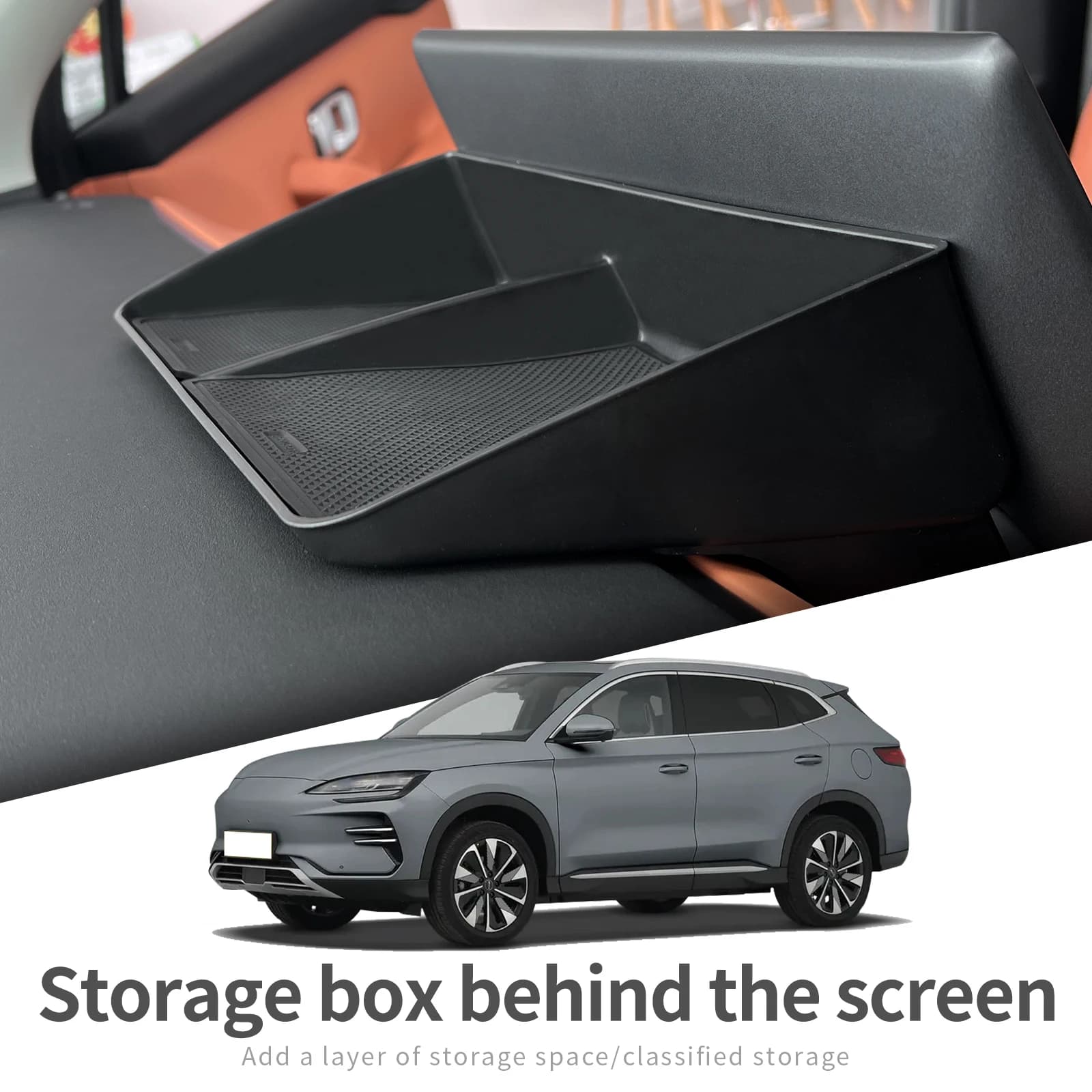 Vassoio del cruscotto dell'auto per BYD Song Plus EV 2023-2025 Console centrale Scatola di immagazzinaggio nascosta dietro lo schermo Accessori Organizer Riordino