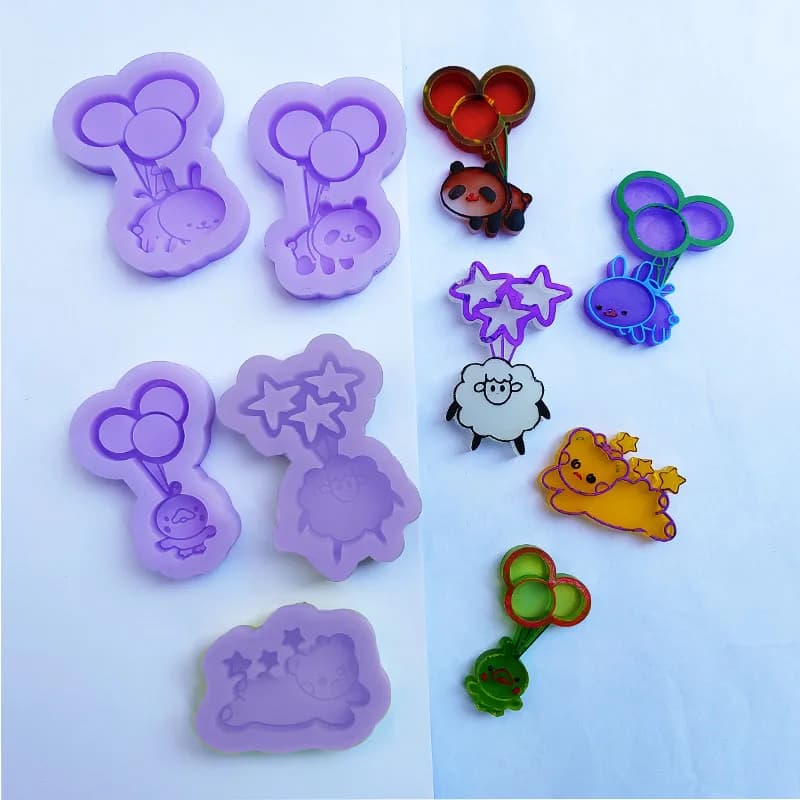 Stampo in Silicone per Resina Epossidica Fai da Te, Stampo Shaker a Forma di Animali con Palloncini, Strumento per Gioielli, Accessori per Gioielli