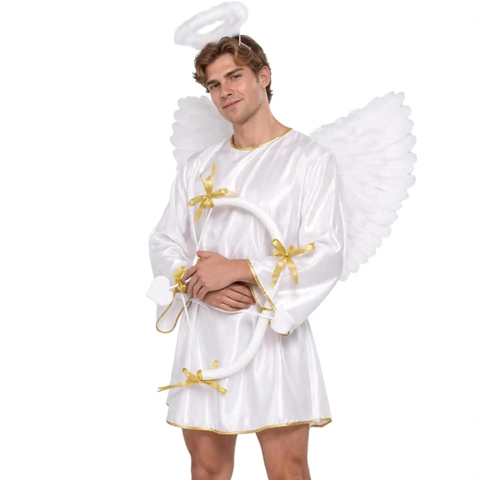 Men Halloween Cupid Princess Cosplay Costume Arabian Dress Feather Angel Wing Hair Hoop Arrow for Festivals Valentine Day Gifts