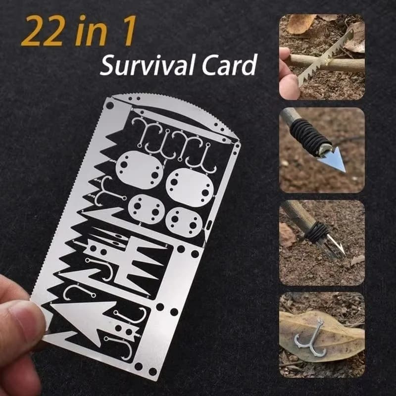 22 in 1 carta di sopravvivenza strumento di sopravvivenza carta multiuso strumento tascabile sopravvivenza in acciaio inossidabile campeggio escursionismo pesca strumenti di caccia
