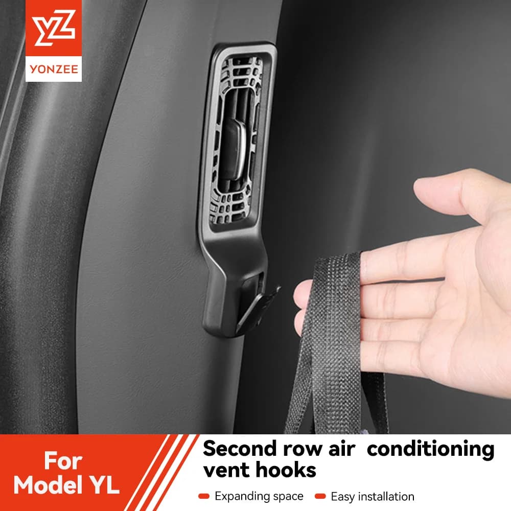 YZ For Tesla Model YL 2026 B-pillar Air Outlet Hook ABS Grille Hanging Hooks Car Rear AC Air Vent HooK