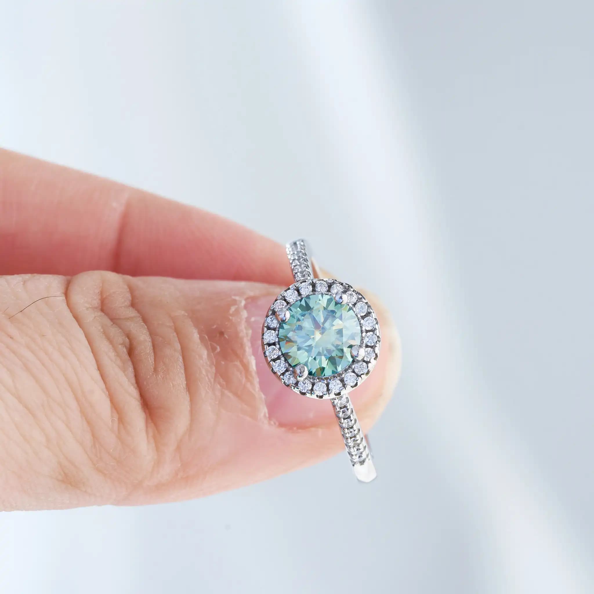 Anello in argento Sterling 925 con Moissanite rosa reale per donna rotondo 1CT 2CT brillante diamante Finger Band regalo di gioielli da sposa