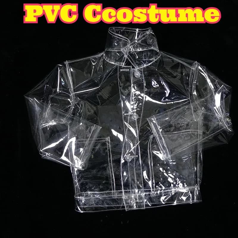 Transparent PVC Jacket Fashion Plastic Outerwear Studio Photoshoot Stage Performance Catwalk Show Trendy Loose Coat Stylish See