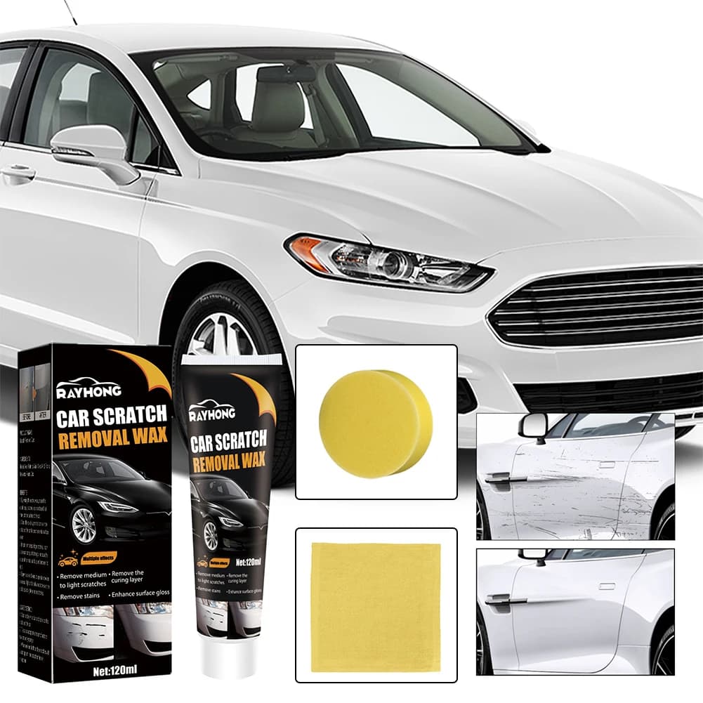 Pasta Riparatrice per Graffi Auto 120ML con Spugna, Cera per Rimuovere Graffi e Riparare la Vernice dell'Auto