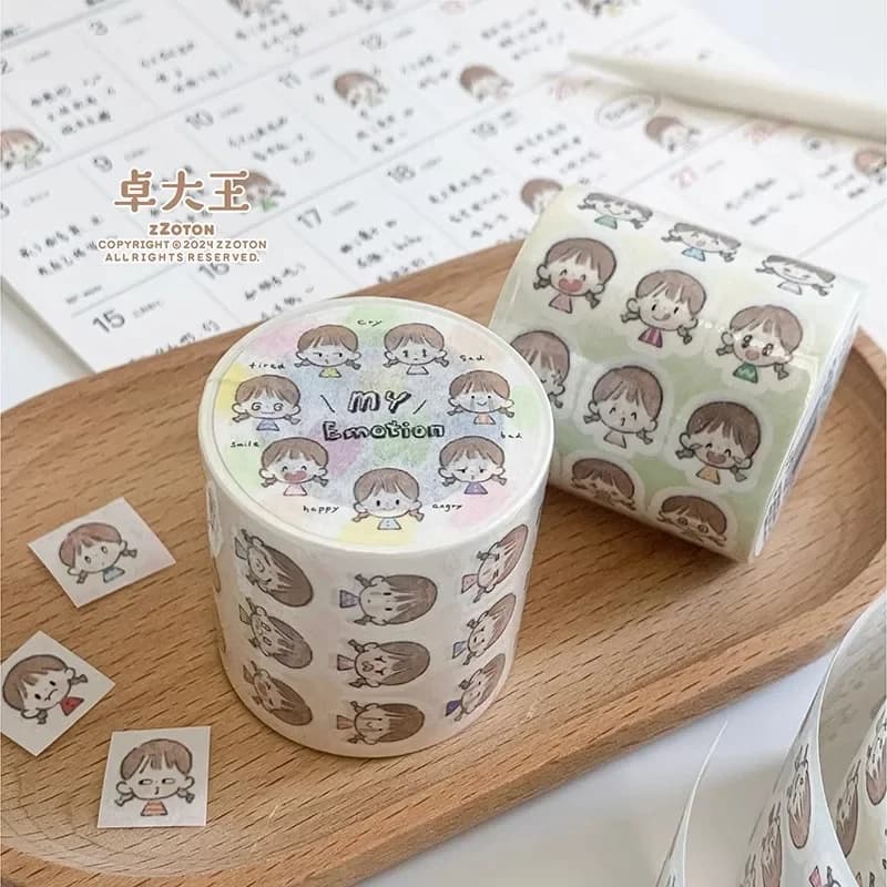 Many Expressions Paper Washi Tape Emotional Daily Cute Sticker Roll Diary
