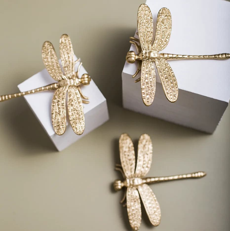 1PCS brass dragonfly furniture decoration small pull Nordic wind gold cabinet drawer door luxury cupboard handles