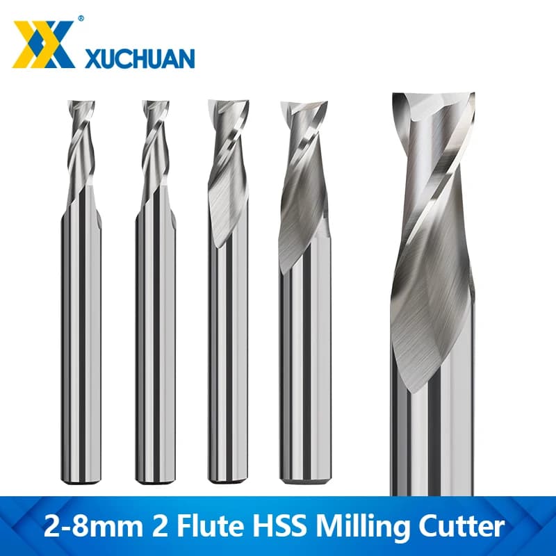 XUCHUAN HSS Fresa a 2 Flauto con Gambo Dritto Fresa 1-12mm Taglierina per Metallo Utensili da Taglio per Macchine CNC per la Lavorazione del Legno