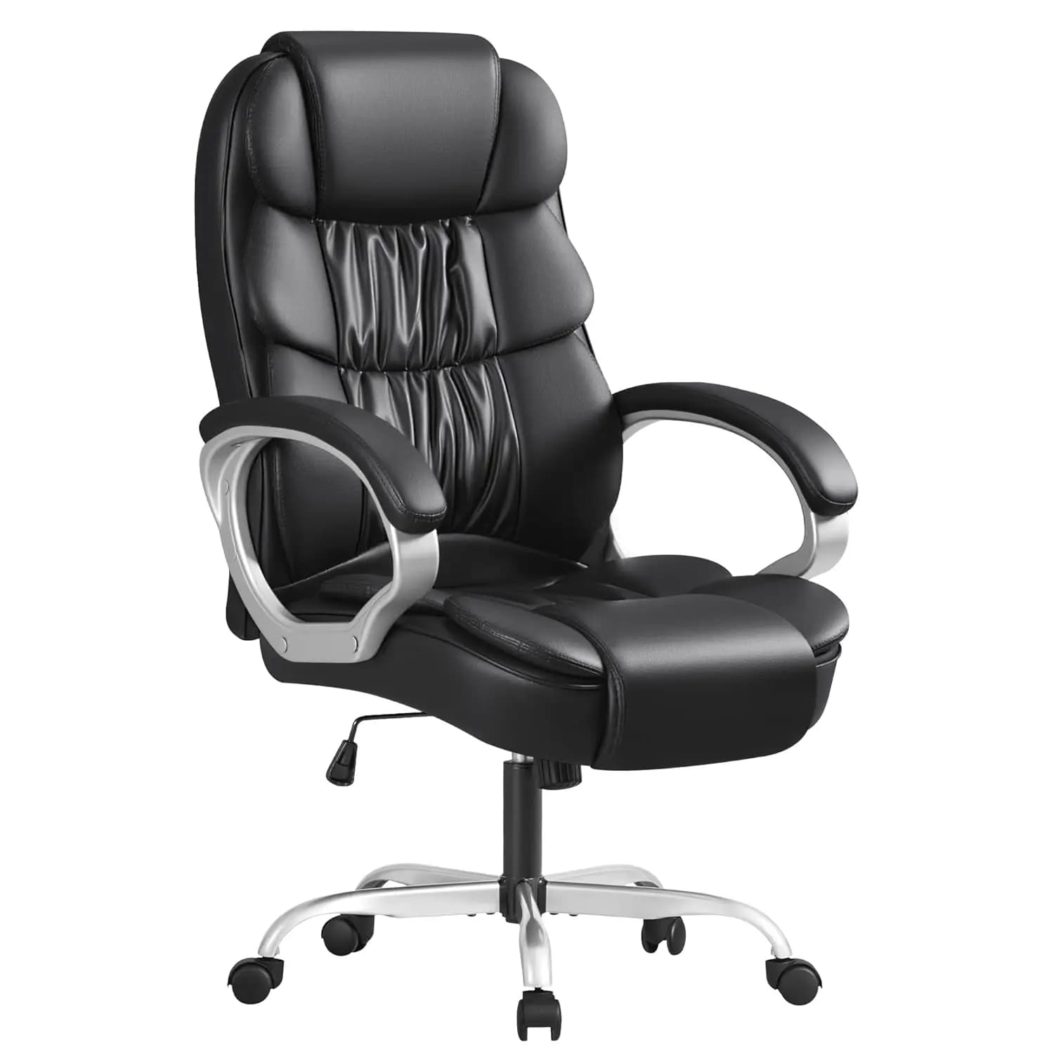 Sedia da ufficio in pelle con schienale alto Sedia da ufficio direzionale ergonomica Sedia da scrivania girevole per computer Supporto lombare Morbido imbottito imbottito