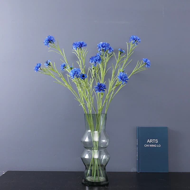 3 Forcelle/Bouquet di Fiori Artificiali in Seta, Fiori Finti di Fiordaliso, Pianta Artificiale, Fiori Decorativi per Casa e Matrimoni