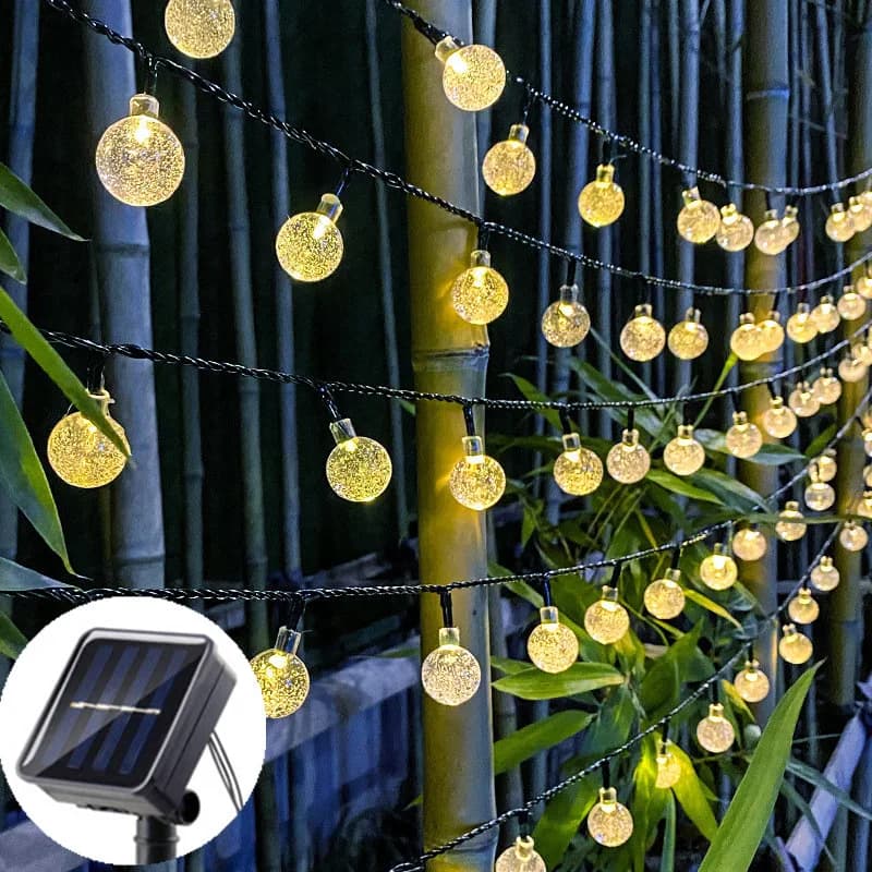 Luci Solari da Esterno a Globo di Cristallo con 8 Modalità, Luci a Bolle Impermeabili per Patio e Giardino, Decorazione Estetica