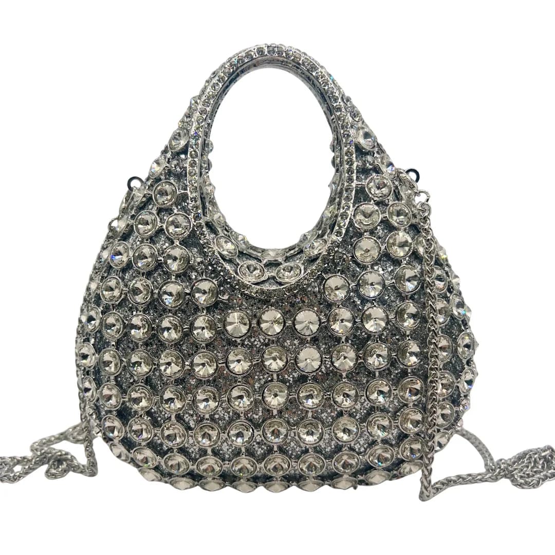 Borsa da sera di lusso con strass e diamanti, stile Xiaoxiangfeng, borsa da donna a mano per cene e feste.