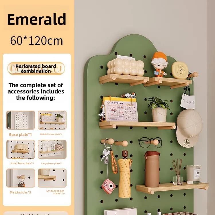 Solid Wood Hole Board Accessories Universal Wall Shelf Hooks Matchstick Round Hole Wooden Plank Shelves Wood Board Storage