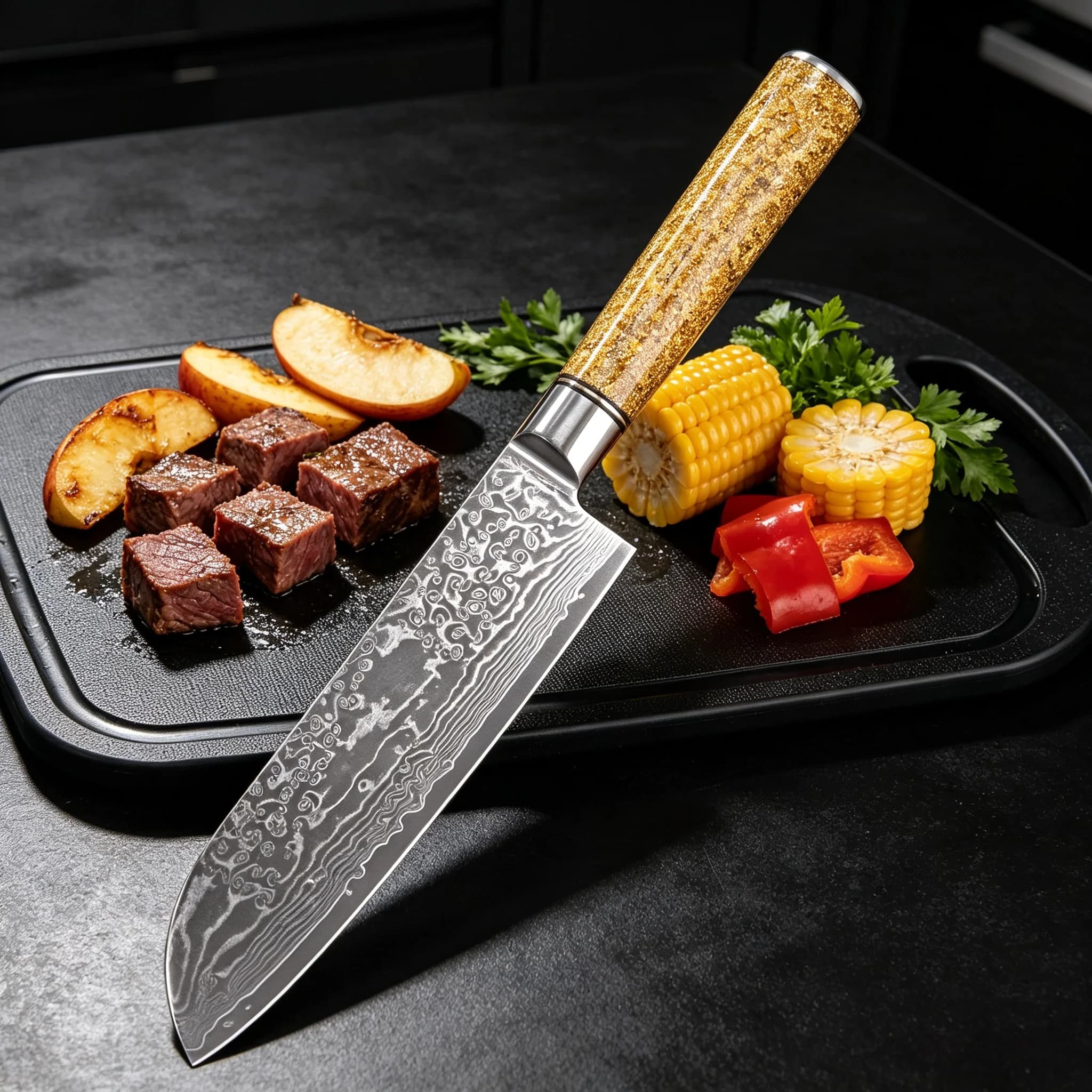 High End 67 Layers Damascus Steel Santoku Knife Chef Knife Fruit Slicing Cutting Knife Cooking Knives Kitchen Essentials Tools