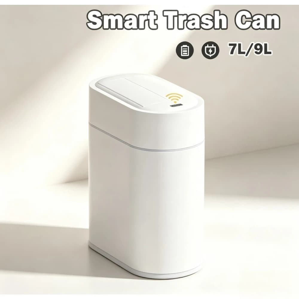 7L/9L Two-way Opening Smart Sensor Trash Can, Wall Mountable Narrow Slim Wastebasket, Touchless Induction Garbage Bin with Lid