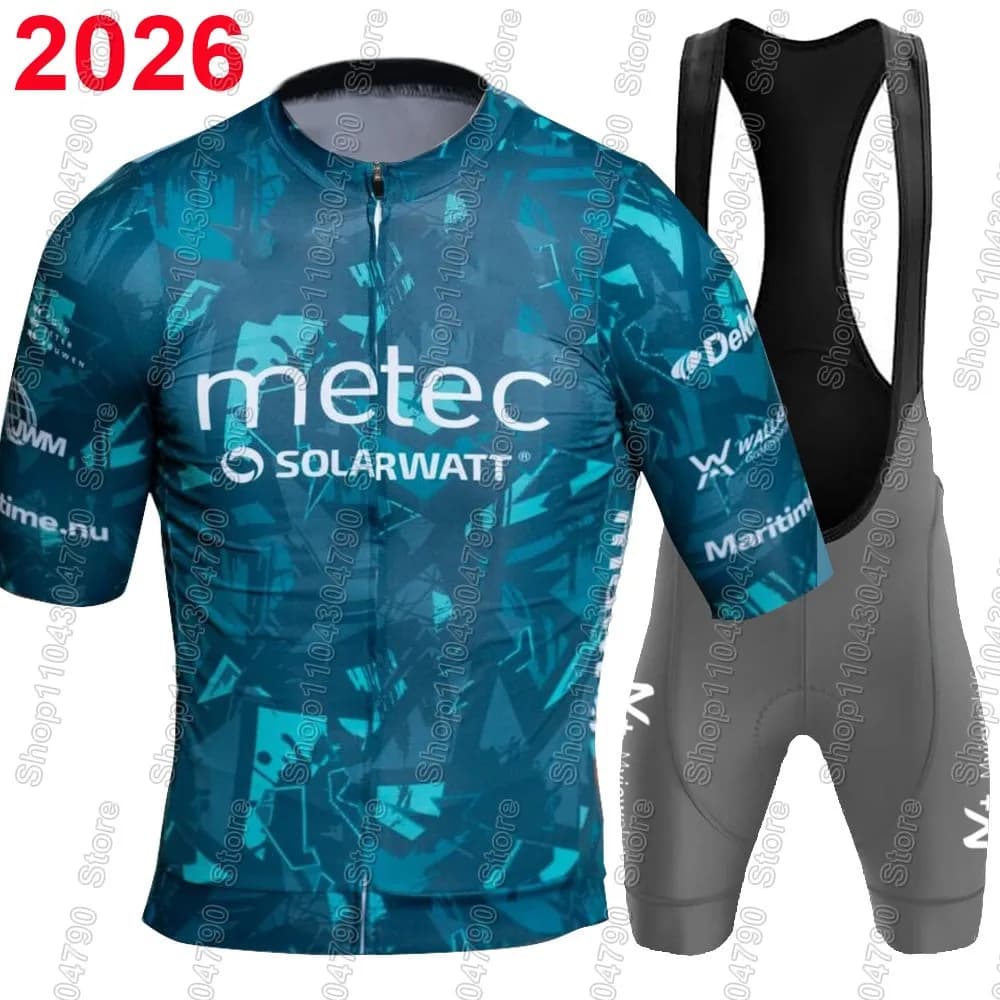 Set Maglia Ciclismo Metec-SOLARWATT 2026 Olanda Uomo - Kit Manica Corta Bici da Corsa e Salopette Ciclismo