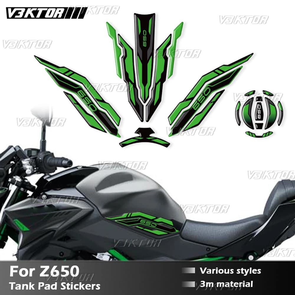 For Z650 adhesive fuel tank cap Gas oil 3D decal protection waterproof cover for z650 Z 650 2022 2023 2024