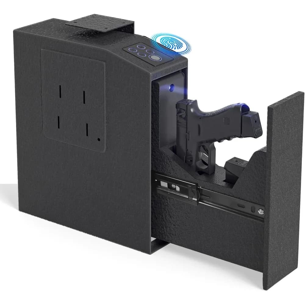 Cassaforte biometrica per pistola, cassaforte per pistola montata con porta scorrevole ad accesso rapido, custodia per pistola a mano per comodino, scrivania, veicolo