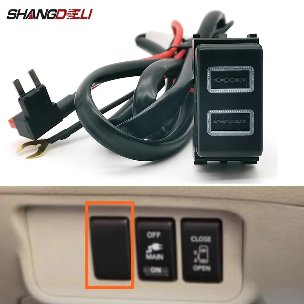 Dual USB Charger Adapter QC3.0 12V/24V for Auto, Charging socket Compatible with Nissan Patrol Y62 X-TRAIL SUNNY SYLPHY Teana