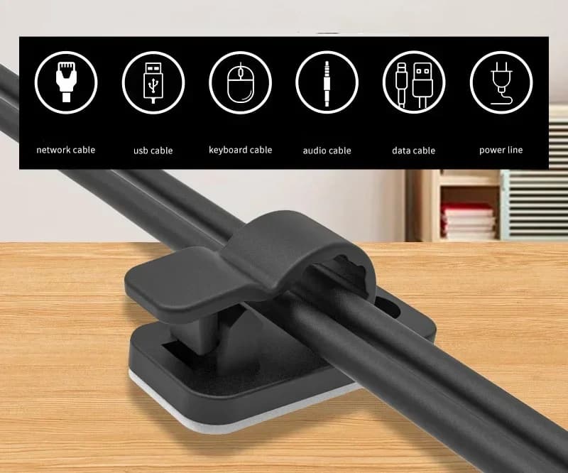 Clip per Cavi Autoadesivi 10/50 Pezzi, Organizzatore per Gestione Cavi, Morsetto Portacavi per Scrivania, Auto, Casa, Ufficio