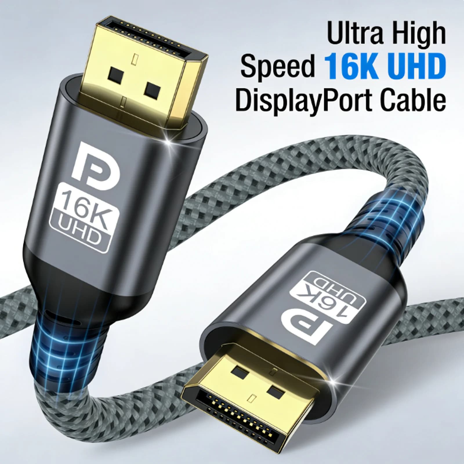 Cavo DP 2.1 16K@60Hz DisplayPort a DisplayPort Maschio-Maschio per Gaming e Video, Compatibile con PC, TV e Monitor
