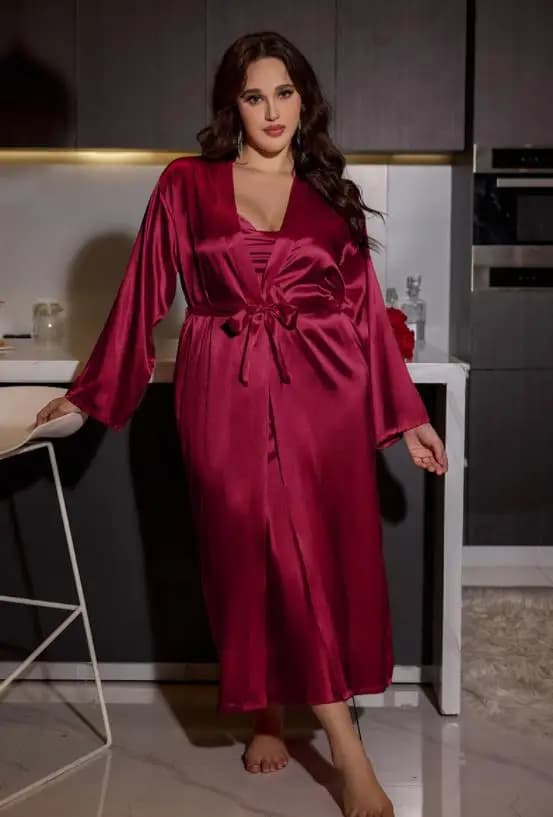 Plus Size 4XL 5XL Nighty&robe Set Sexy Bride Long Wedding Bathrobe Dress Spring Summer New Sleepwear Loose Satin Home Wear