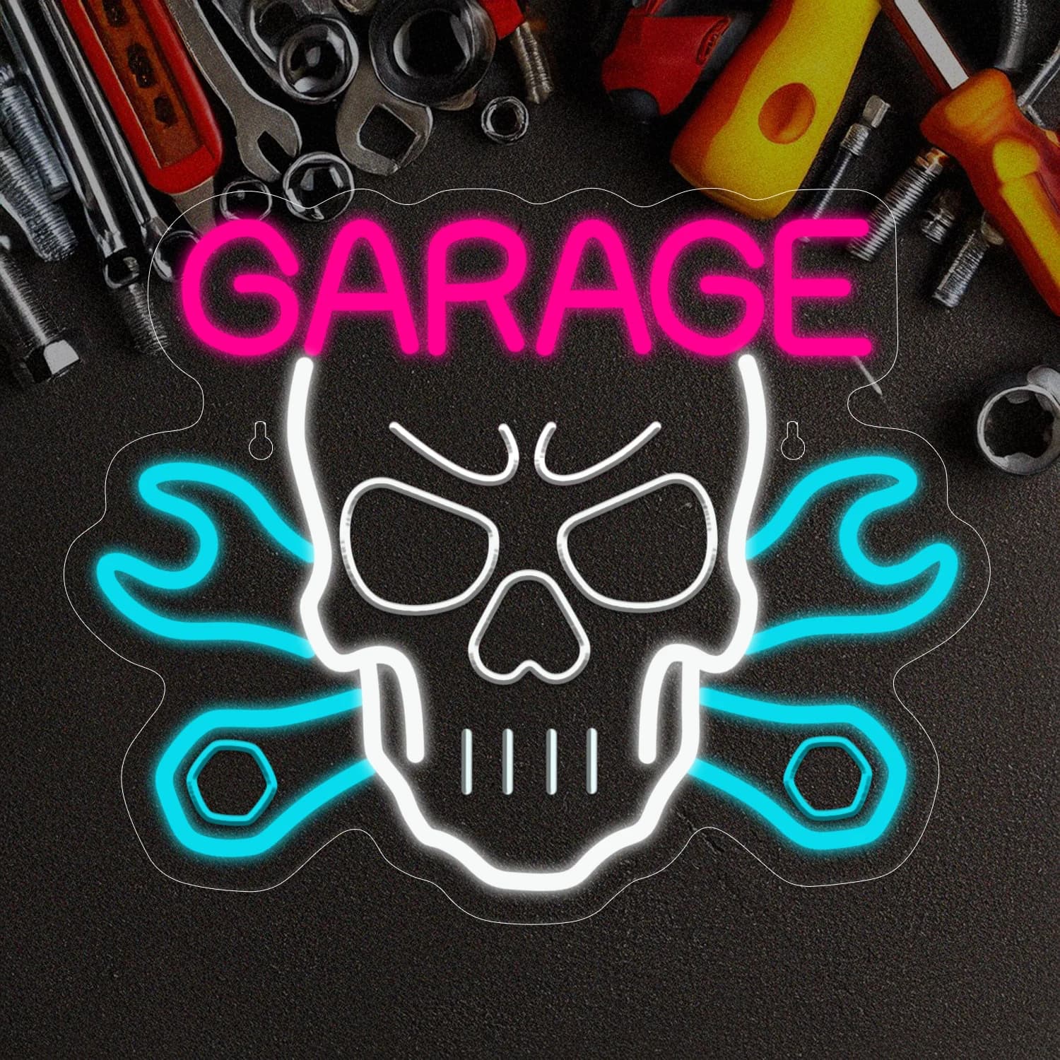 1 insegna al neon per servizio auto da garage scheletro per la decorazione della parete, alimentatore USB 5V con interruttore dimmerabile Insegna al neon a LED