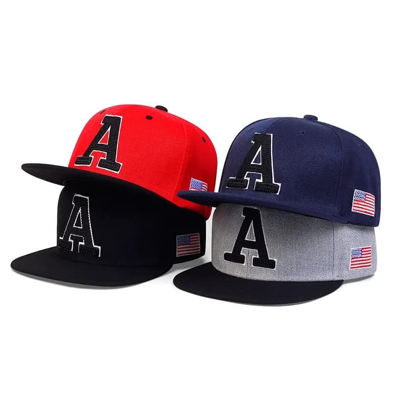 Cappelli hip-hop con ricamo semplice lettera A unisex Berretti da baseball casual regolabili per esterni Cappello per protezione solare