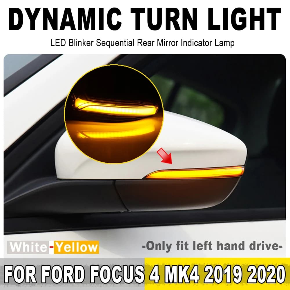 Lampeggiante dinamico per Ford Focus 4 MK4 che scorre LED indicatore di direzione lampada laterale 2018 2019 2020 LHD 1 paio di frecce