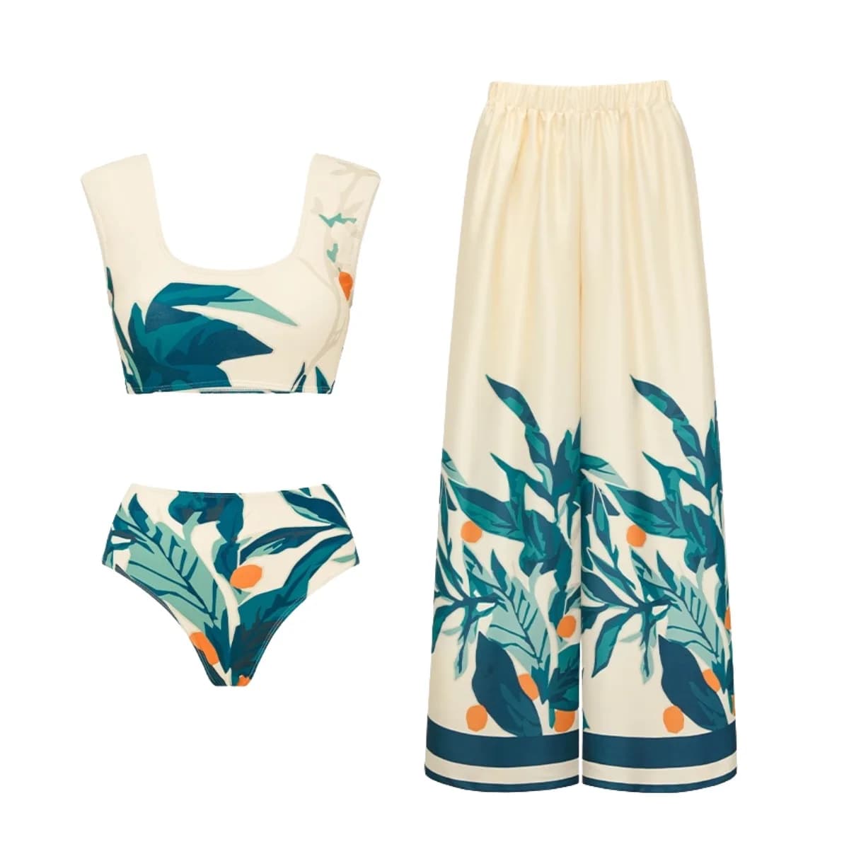Costume da bagno bikini a vita alta da donna con stampa fresca a piccoli motivi e design a due pezzi, nuovo stile per la spiaggia e la piscina