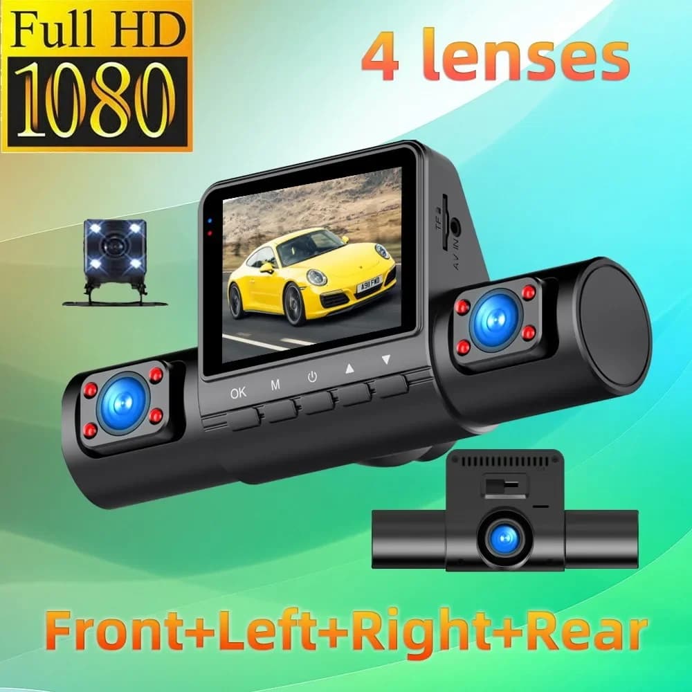Q80 Pro 1080P Night Vision Parking Monitoring Car Mirror Video Car DVR 3 Recording 4Lens Driving Recorder High Definition