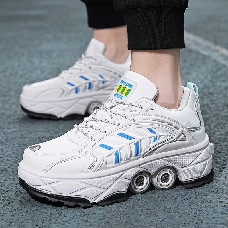 Unisex 2026 roller skates with four big wheels, retractable and detachable brake, comfortable transformable shoes with children's laces