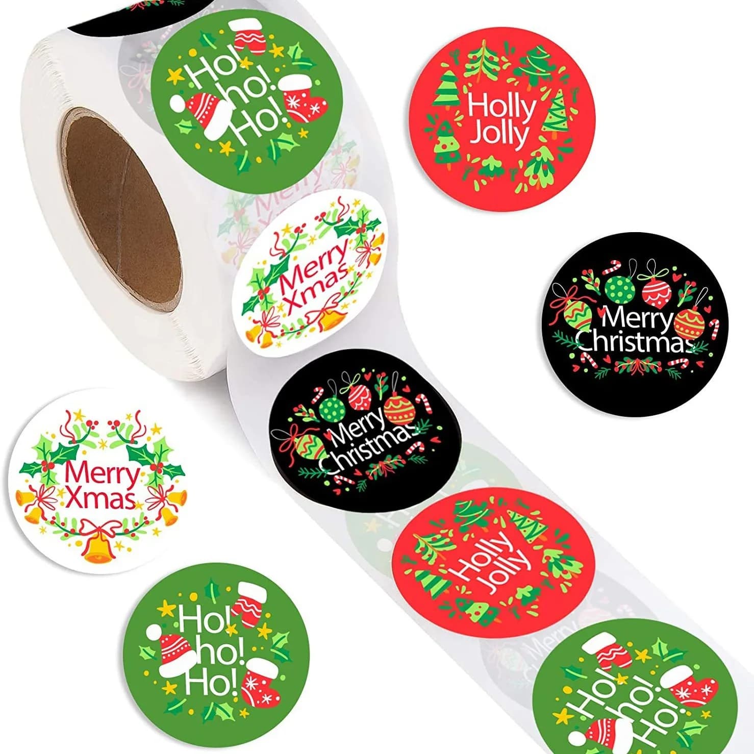 500 Pcs Merry Christmas Stickers Labels Roll for Envelopes,Gift Packing,Cards,Party Supplies
