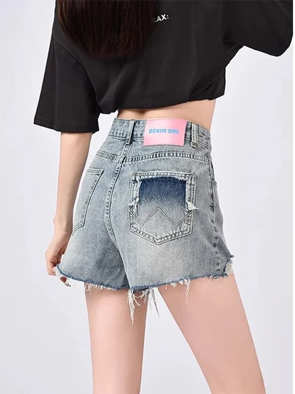 High Waist Wide Leg Short Jeans Women's Summer Thin Loose Slim A-Line plus Size Fat MM Hot Pants Trendy Casual Loose Fit