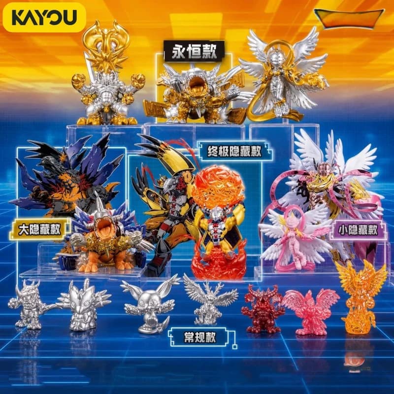 KAYOU Digimon Assembled Blind Box Dimensional Evolution Metalgreymon Collectible Mini Eraser Figure Home Decor For Anime Fans