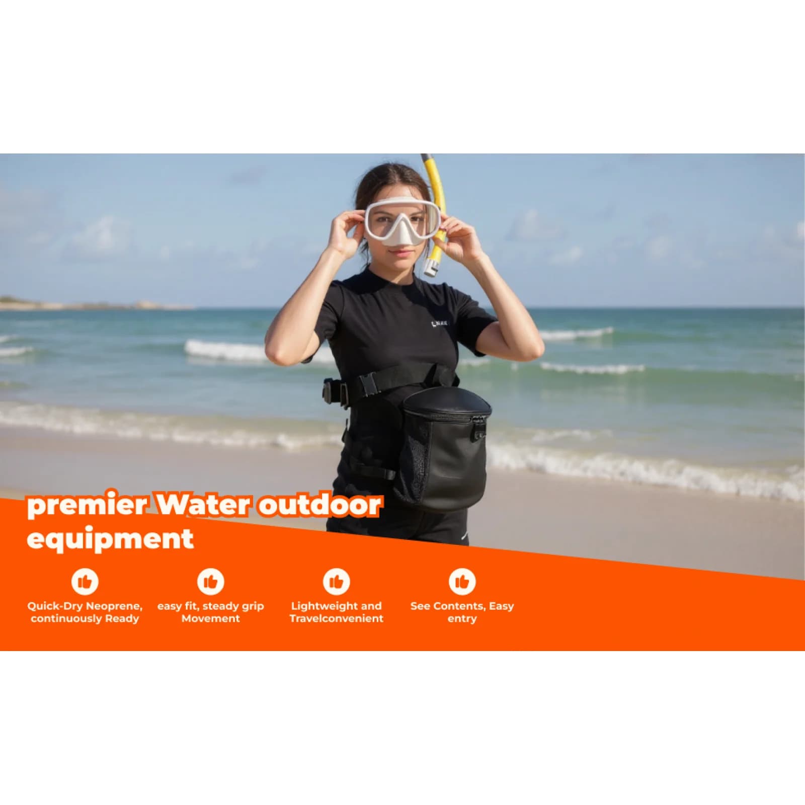 Multifunctional Neoprene Dive Bag with Network Organizer, Portable Housing for Swimming, Snorkeling and Diving
