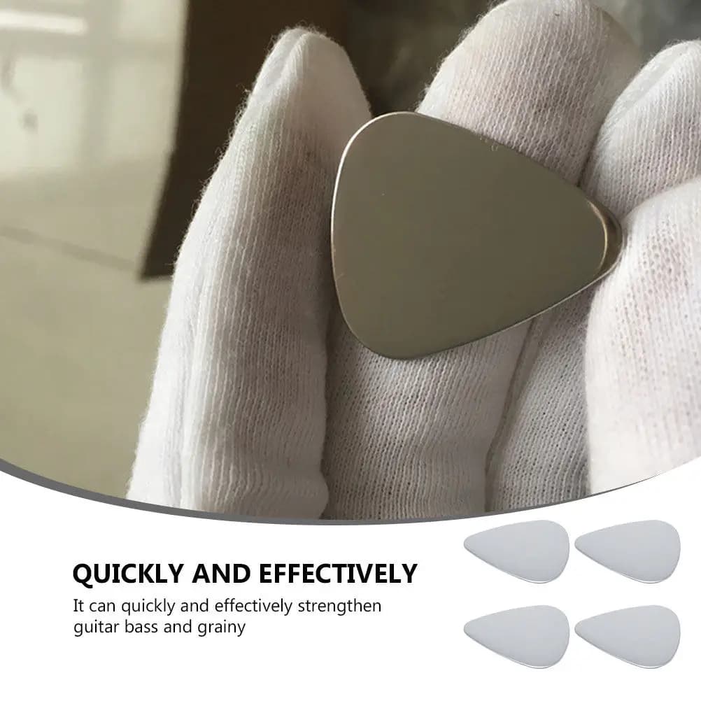 4Pcs Stainless Steel Guitar Picks Resistant to Deformation Enhanced Bass Response for Electric Acoustic Bass Ukulele Use