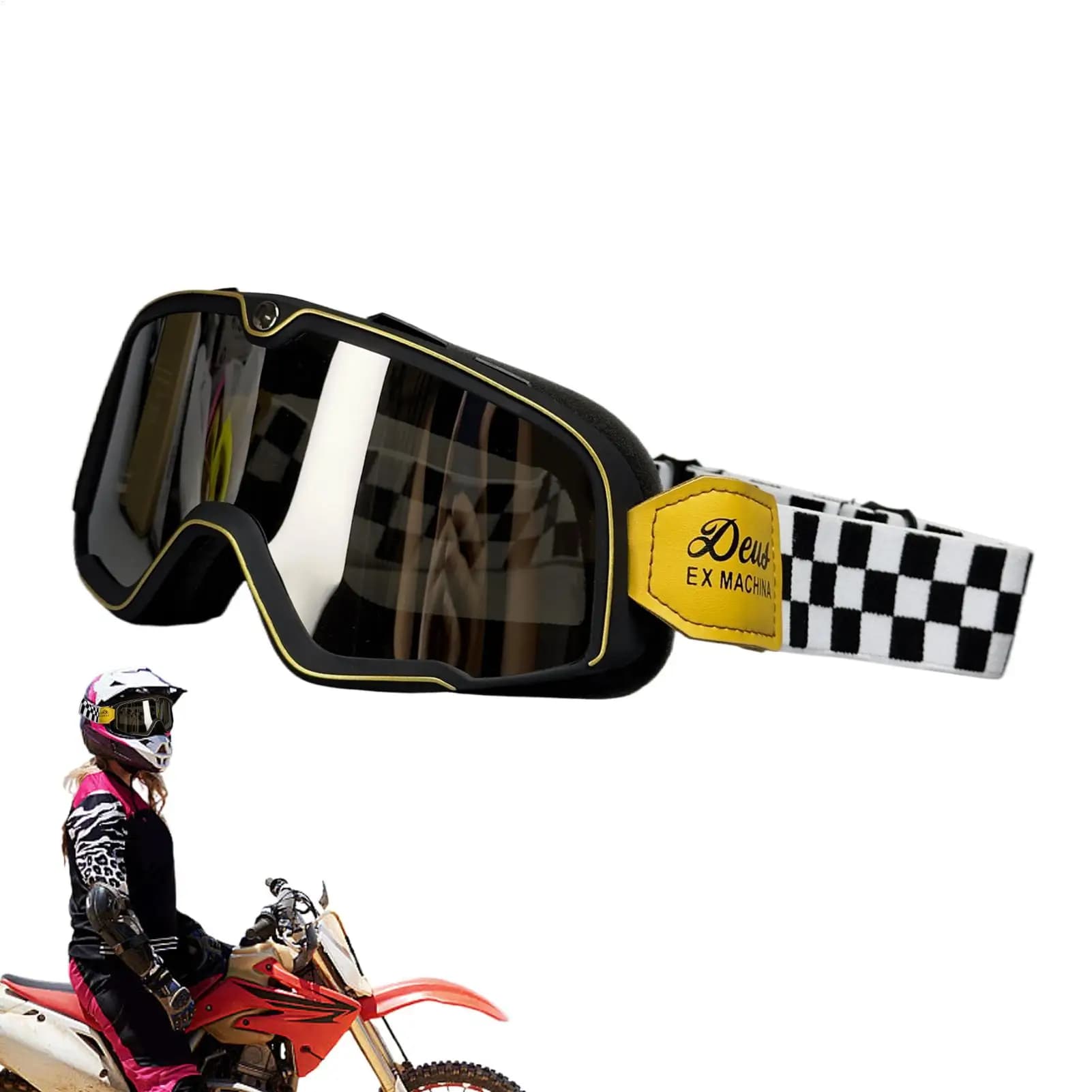 Occhiali Antipolvere per Moto, Occhiali da Corsa Vintage, Occhiali da Sci ATV, Occhiali Antivento per Dirtbike, Compatibili con Casco per Adulti