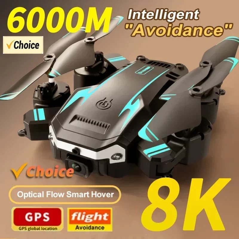 Drone G6 GPS 5G con Doppia Fotocamera HD 8K – FPV 5KM, 360° ° Quadricottero RC Pieghevole con Motore Brushless e Sistema di Evitamento Ostacoli per Fotografia Aerea
