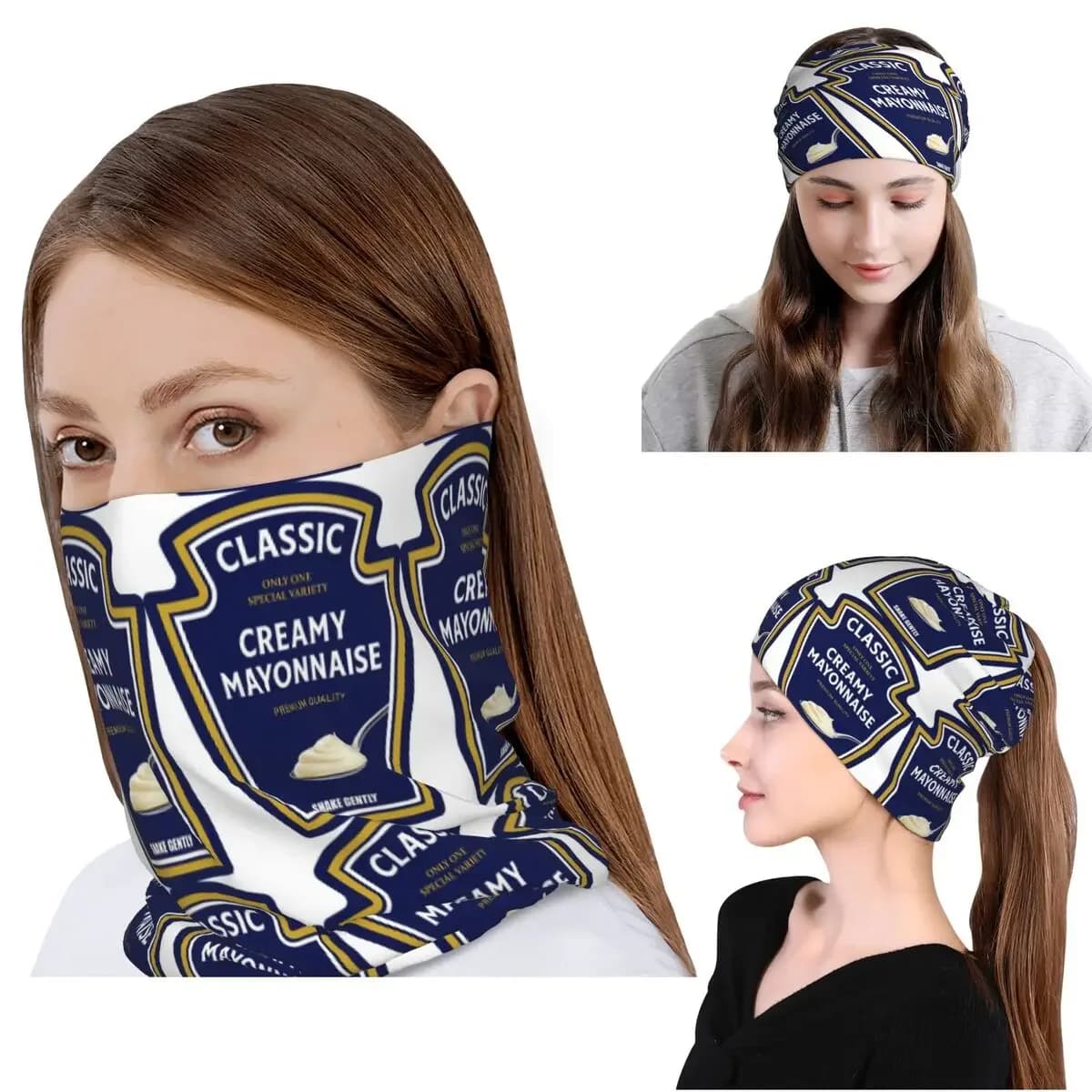 Mayonnaise Halloween 2023 Costume Family Group Matching Couple Ketchup Mustard Mayo Bandana Neck Cover Mask Scarf Beanies Hat