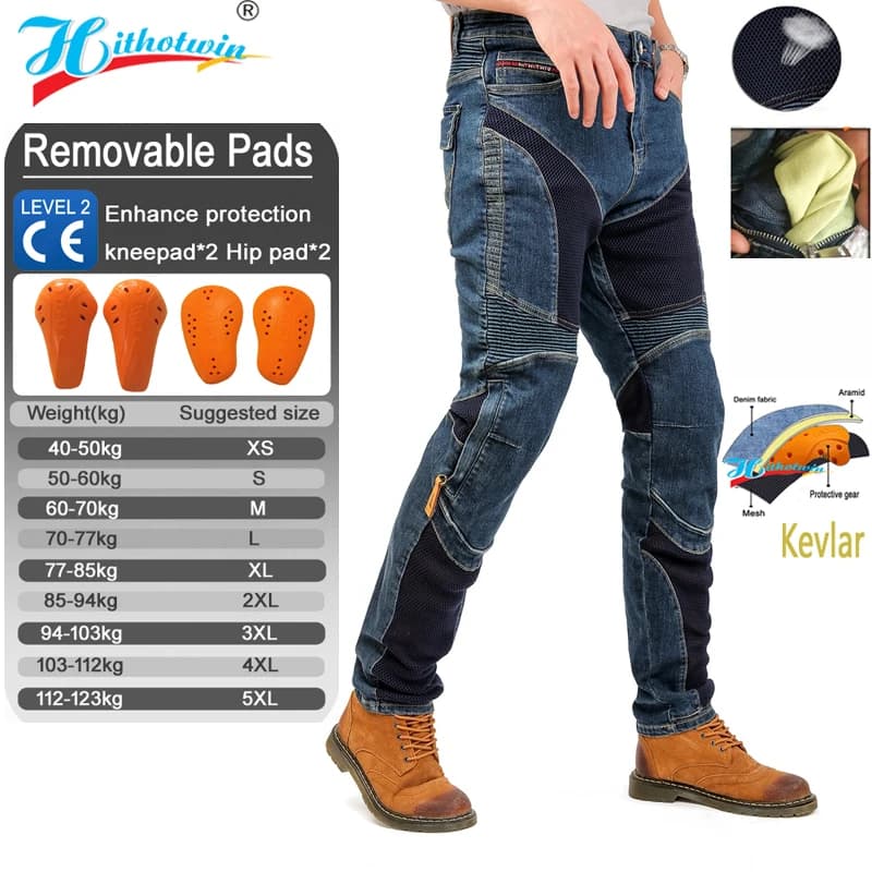 Aramid Fiber Motorcycle Riding Jeans for Men Women Summer Protective Motocross Pants