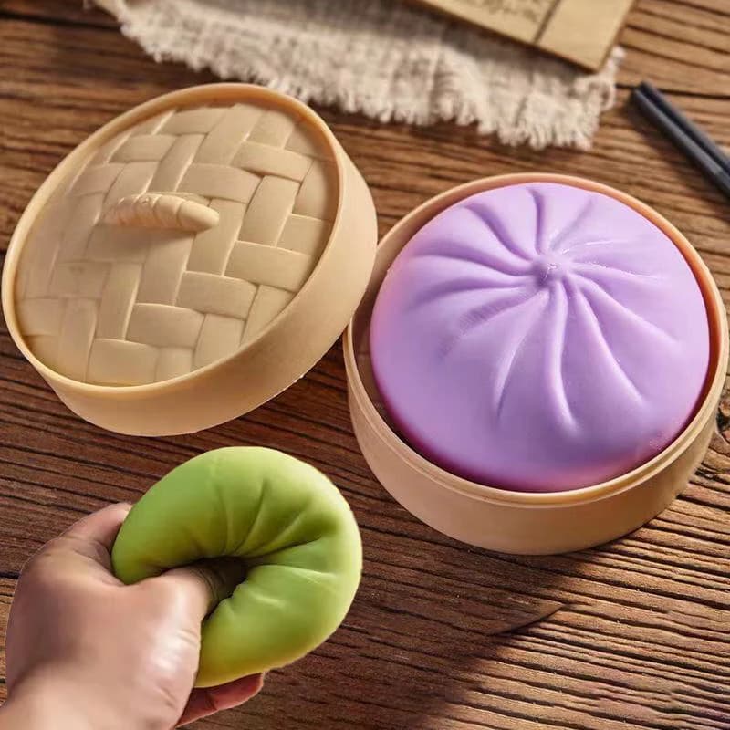 Giocattoli Antistress Giganti a Forma di Raviolo, Giocattolo Sensoriale per Alleviare l'Ansia, Simulazione di Cibo, Panino Ripieno al Vapore, Giocattolo Morbido da Spremere per Decompressione