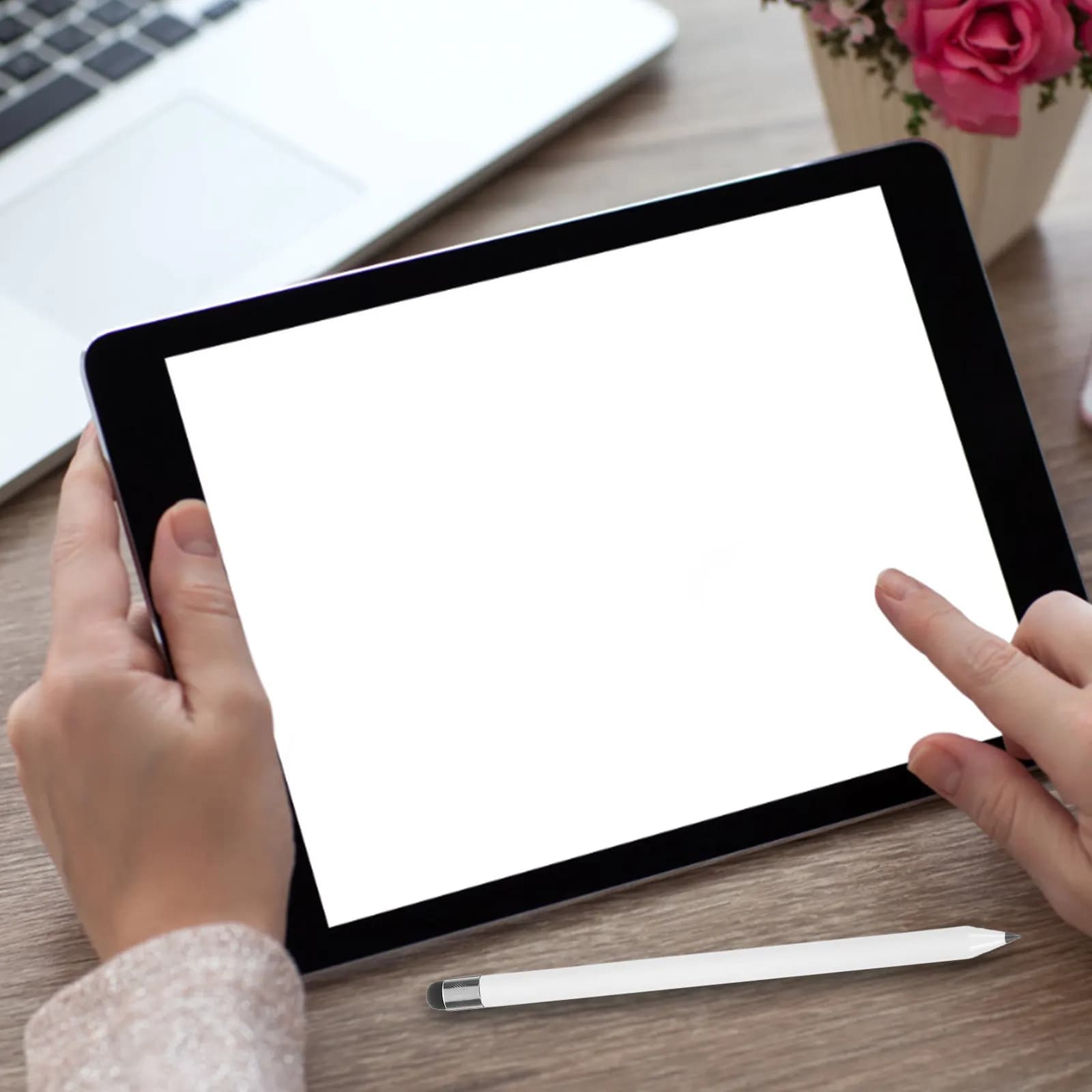 Penna touch screen capacitiva per smartphone e tablet, per scrittura e disegno realistici, punta liscia effetto pelle, nessuna impronta digitale