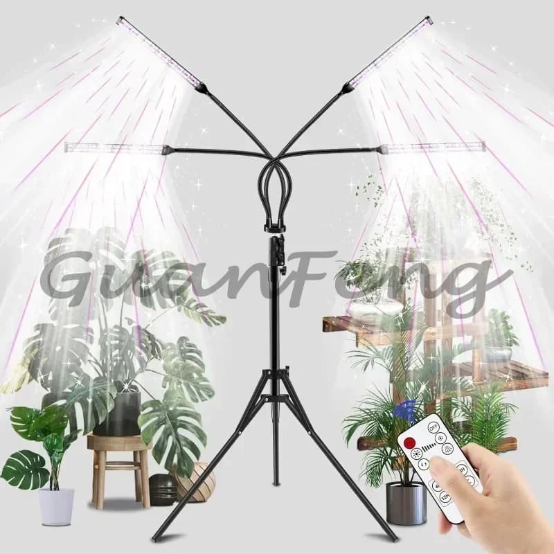 Lampada LED per Coltivazione Indoor - Luce per Piante da 300W 420LED con Supporto Treppiede Estensibile da 63 Pollici, Doppi Controllori, Spettro Completo