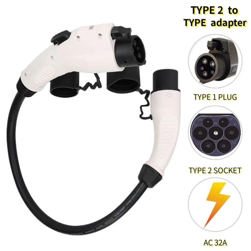 Duosida EVSE SAE J1772 adattatore EV da tipo1 a Type2 spina EV connettore adattatore per caricabatterie 0.5m 16A 32A SAE J1772 veicolo elettrico per auto