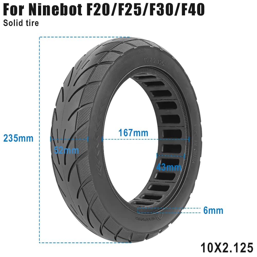 Nuovo 10*2.125 Pneumatico Solido per Ninebot F40 F30 F20 Scooter Elettrico a Prova di Esplosione di Ricambio 10 Pollici di Gomma A Nido D'ape Trye