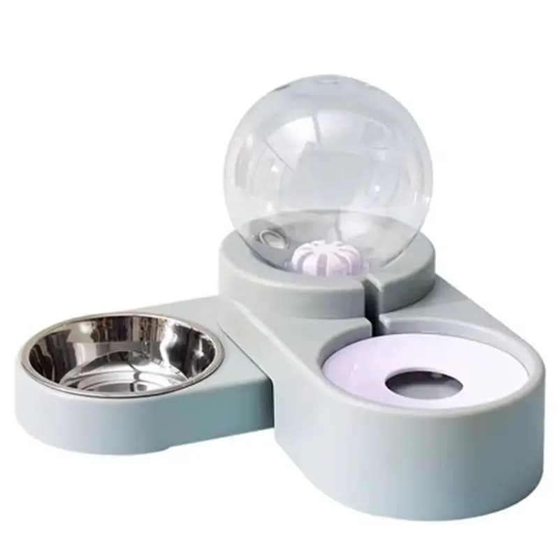 AT05-Dog Food Container 3 In 1 Pet Cat Automatic Feeder 1.8L Water Dispenser Drinking Bowl Blue